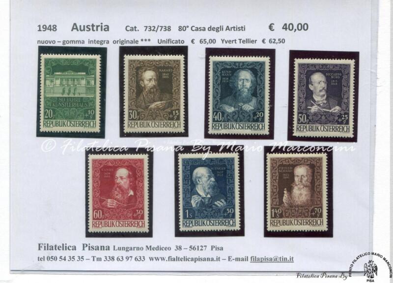 3 Francobolli Austria - Anno 1948 PERSONAGGI ILLUSTRI