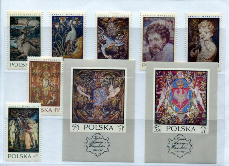 Francobolli e foglietti Polonia Anno 1970 Arazzi del castello di Wawel