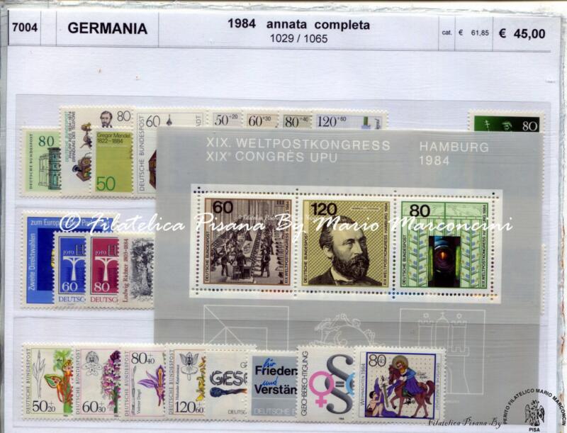 Francobolli Germania Anno 1984 Annata completa (cat. n. 1029-1065)