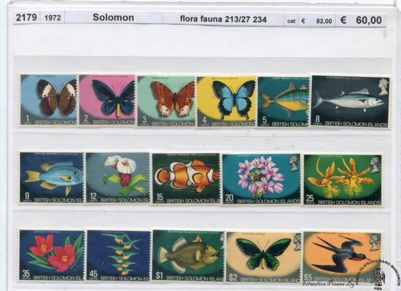 Francobolli Salomone Island   1972  flora e fauna  213 / 227 e 234