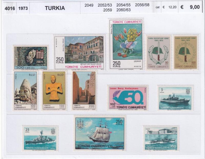 Francobolli Turchia - Anno 1973 Navi Quadri