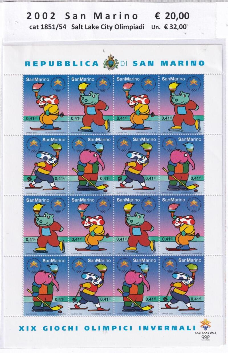 Minifoglio San Marino Anno 2002 cat. n. 1851-1854 Giochi Olimpici Invernali Salt Lake City