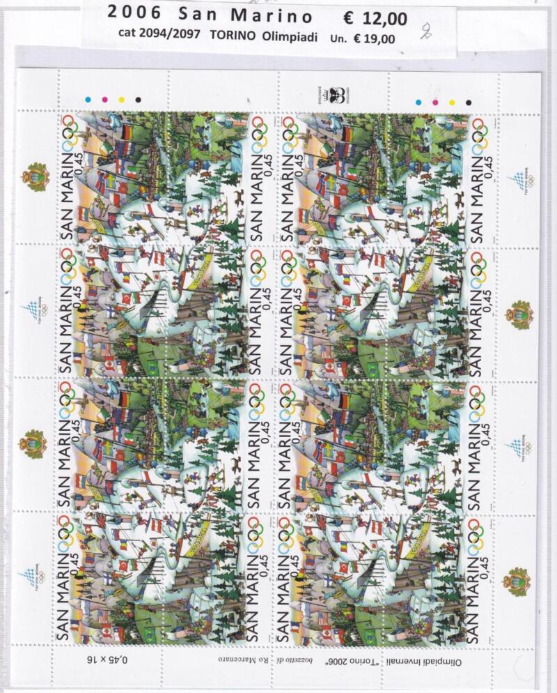 Minifogli San Marino Anno 2006 cat. n. 2094-2097 Olimpiadi Invernali Torino 2006