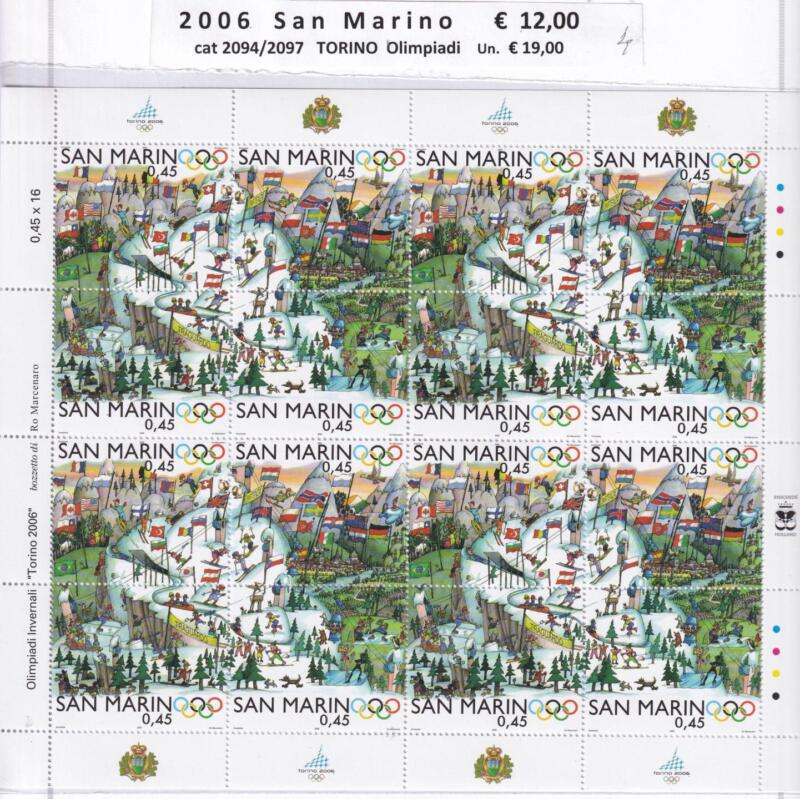 Minifogli San Marino Anno 2006 cat. n. 2094-2097 Olimpiadi Invernali Torino 2006
