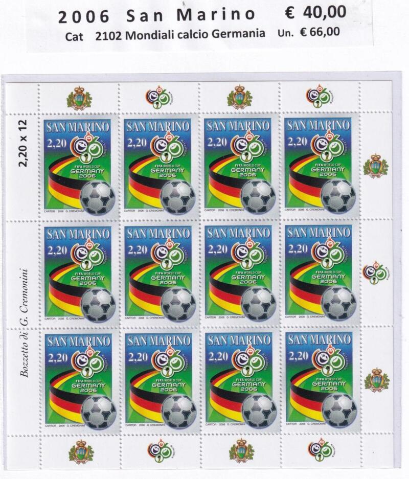 Minifoglio San Marino Anno 2006 cat. n. 2102 Campionati Mondiali di Calcio Germania 2006