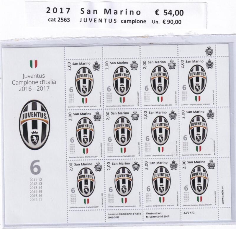 Minifoglio San Marino Anno 2017 cat. n. 2563 Juventus Campione d'Italia