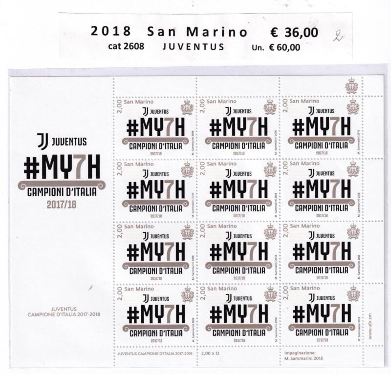 Minifoglio San Marino Anno 2018 cat. n. 2608 Juventus Campione d'Italia