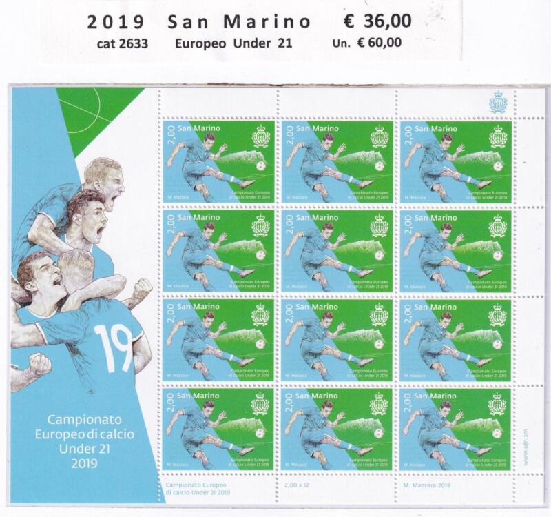 Minifoglio San Marino Anno 2019 cat. n. 2633 Campionato Europeo di Calcio Under 21 2019