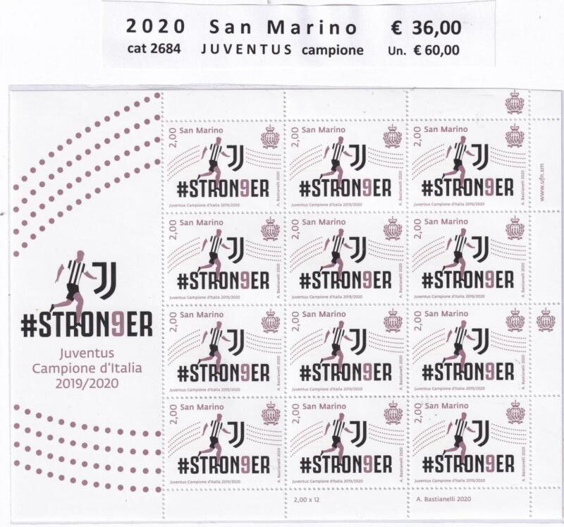 Minifoglio San Marino Anno 2020 cat. n. 2684 Juventus Campione d'Italia