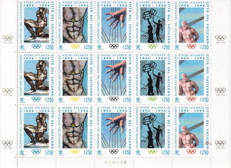 Minifoglio Vaticano Anno 1996 cat. n. 1050-1054 Olimpiadi Atene 1896 Atlanta 1996