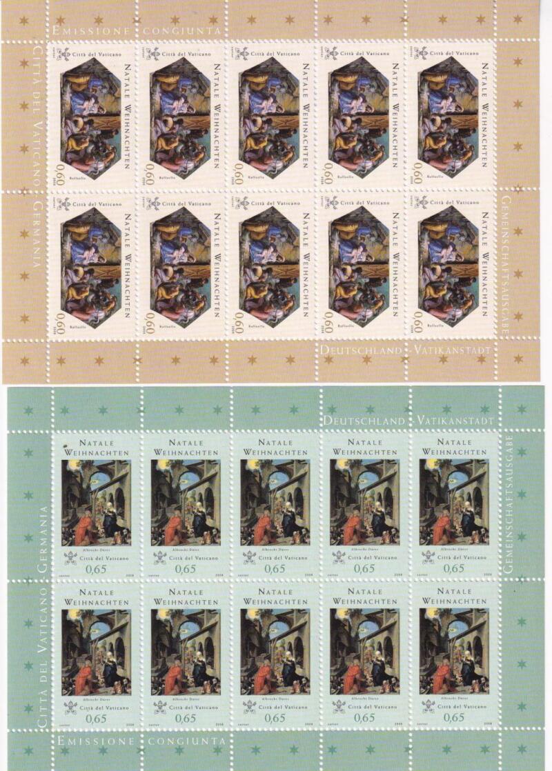 Minifogli Vaticano Anno 2008 cat. n. 1492-1493 Natale