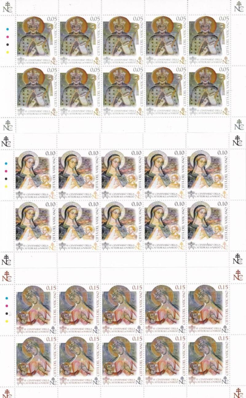 Minifogli Vaticano Anno 2013 cat. n. 1650-1654 Sesto Centenario della Cattedrale di Santa Maria di Nardò