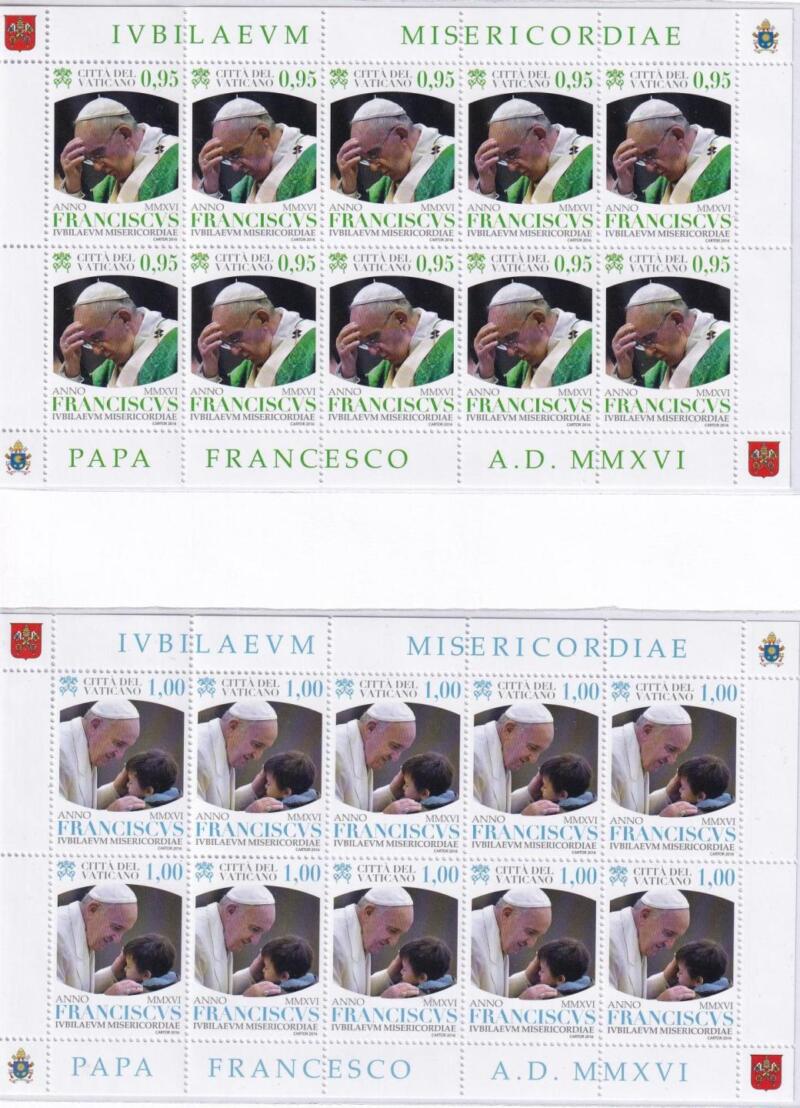 Minifogli Vaticano Anno 2016 cat. n. 1729-1732 Papa Francesco Anno IV