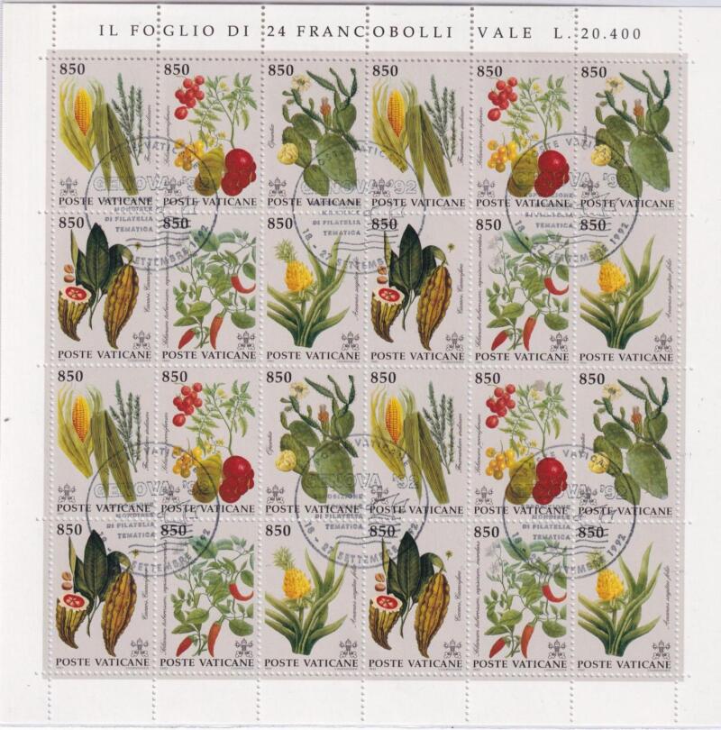 Minioglio Vaticano Anno 1992 cat. n. 942-947 Flora del Nuovo Mondo – Annullo Speciale