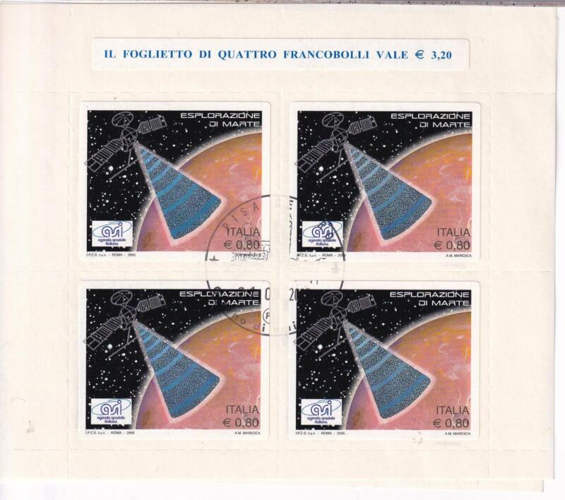 Foglietto Italia Anno 2005 Partecipazione italiana al Programma Esplorazione di Marte con Annullo speciale