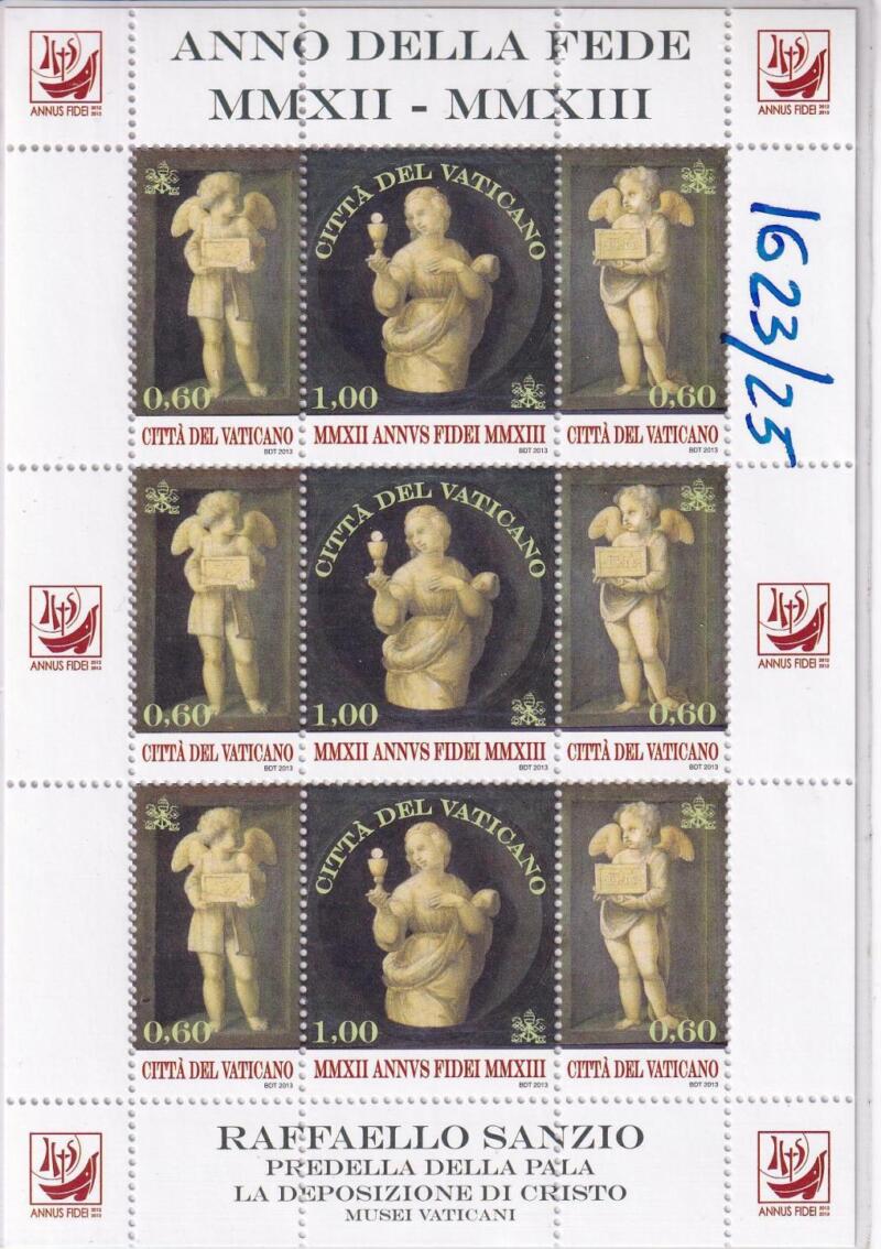 Minifoglio Vaticano, Anno 2013, Anno della pace (MF n. 1623-1625)