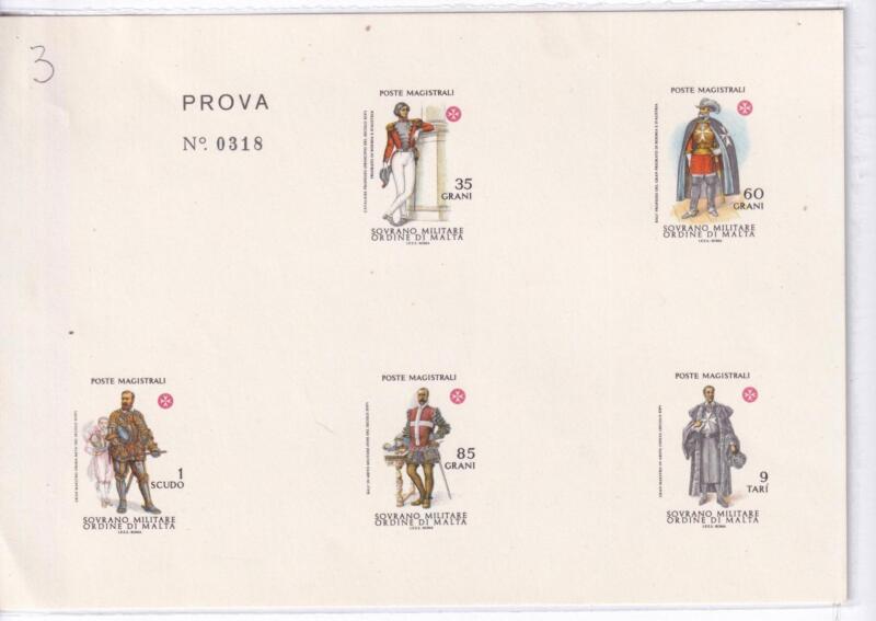 Francobolli S.M.O.M. Anno 1979 Prova Serie Antiche Uniformi (cat. n. 163-167)