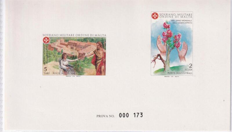 Francobolli S.M.O.M. Anno 1981 Prova Serie Anno persone handicappate (cat. n. 195-196)