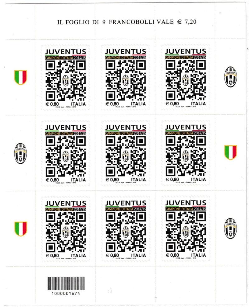 Minifoglio Italia Anno 2015 cat. n. 3643 Juventus Campione d'Italia 2014-2015