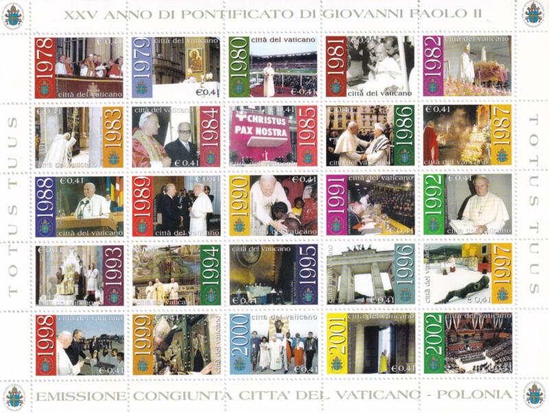 Foglietto Vaticano, Anno 2003, Immagini degli anni di Pontificato di Giovanni Paolo II (BF. n. 26)