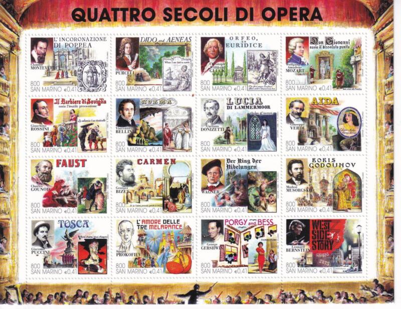 Foglietto San Marino Anno 1999 Quattro secoli di opera (BF n. 61)