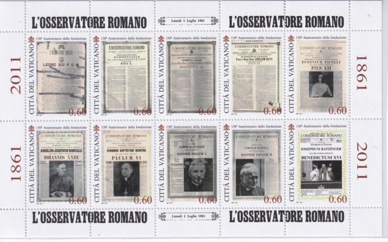 Foglietto Vaticano, Anno 2011, 150esimo anniversario della fondazione dell’Osservatorio romano (BF n. 69)