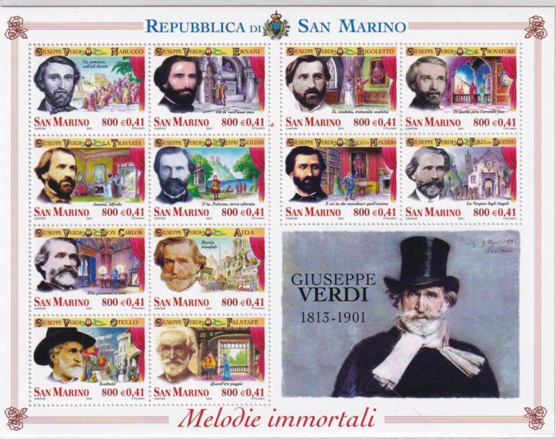 Foglietto San Marino Anno 2001 Centenario della morte di Giuseppe Verdi (BF n. 72)