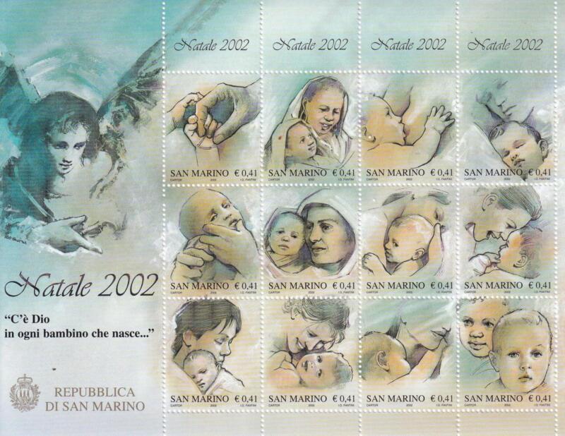 Foglietto San Marino Anno 2002 Natale. Legame madre-figlio (BF n. 78)