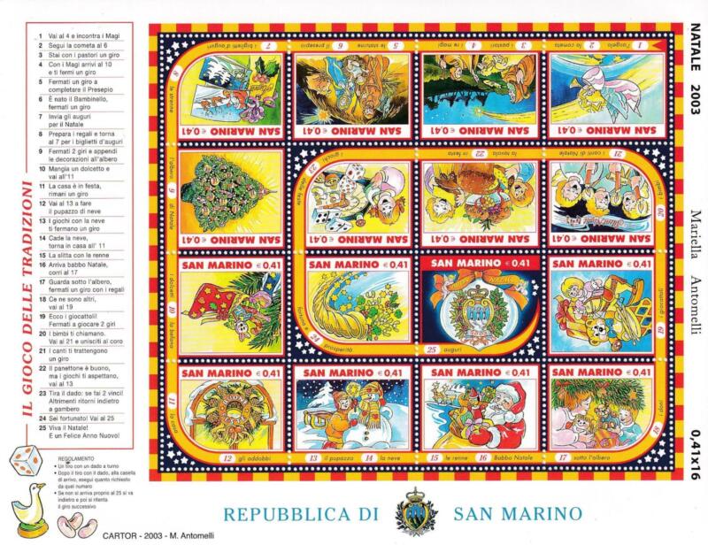 Foglietto San Marino Anno 2003 Natale. Il gioco dell'oca (BF n. 83)