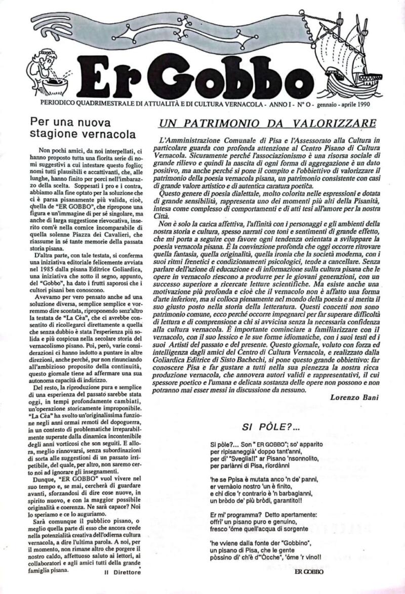 Rivista Er Gobbo Anno I N. 0 gennaio-aprile 1990