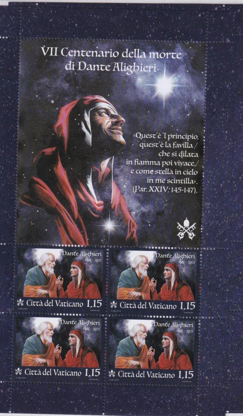 Minifoglio Vaticano, Anno 2021, Settimo centenario della morte di Dante (MF n. 1900)