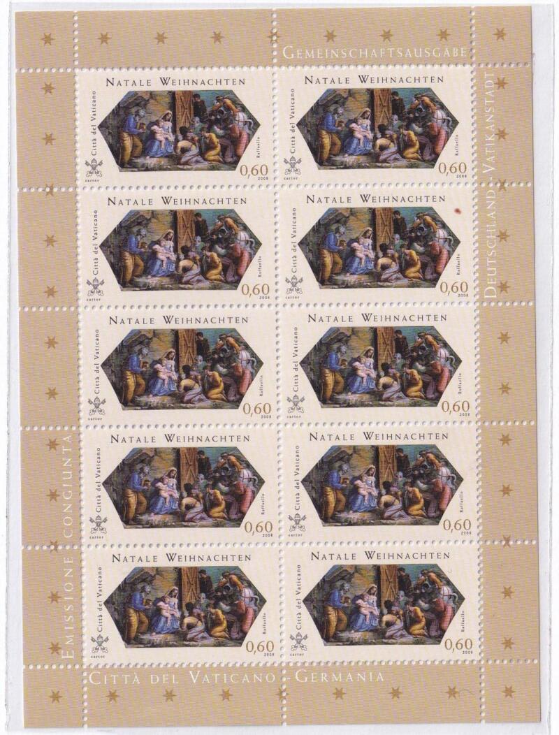 Minifogli Vaticano, Anno 2008, Natale (MF n. 1492-1493) Emissione congiunta con la Germania
