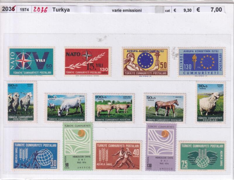 Francobolli Turchia, Anno 1974, Varie Emissioni