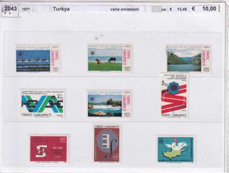 Francobolli Turchia, Anno 1977, Varie Emissioni