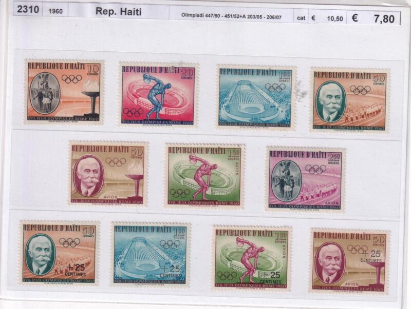 Francobolli Haiti, Anno 1960, Olimpiadi (cat. n. 447-450, Pa n. 203-205, n-. 206-207)