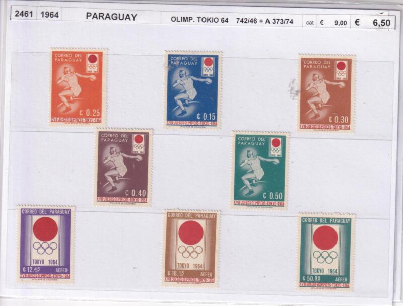 Francobolli Paraguay, Anno 1964, Olimpiadi Tokio 1964 (cat. n. 742-746, Pa n. 373-374)
