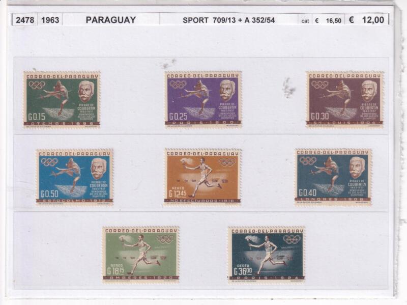 Francobolli Paraguay, Anno 1963, Olimpiadi (cat. n. 709-713, Pa n. 352-354)