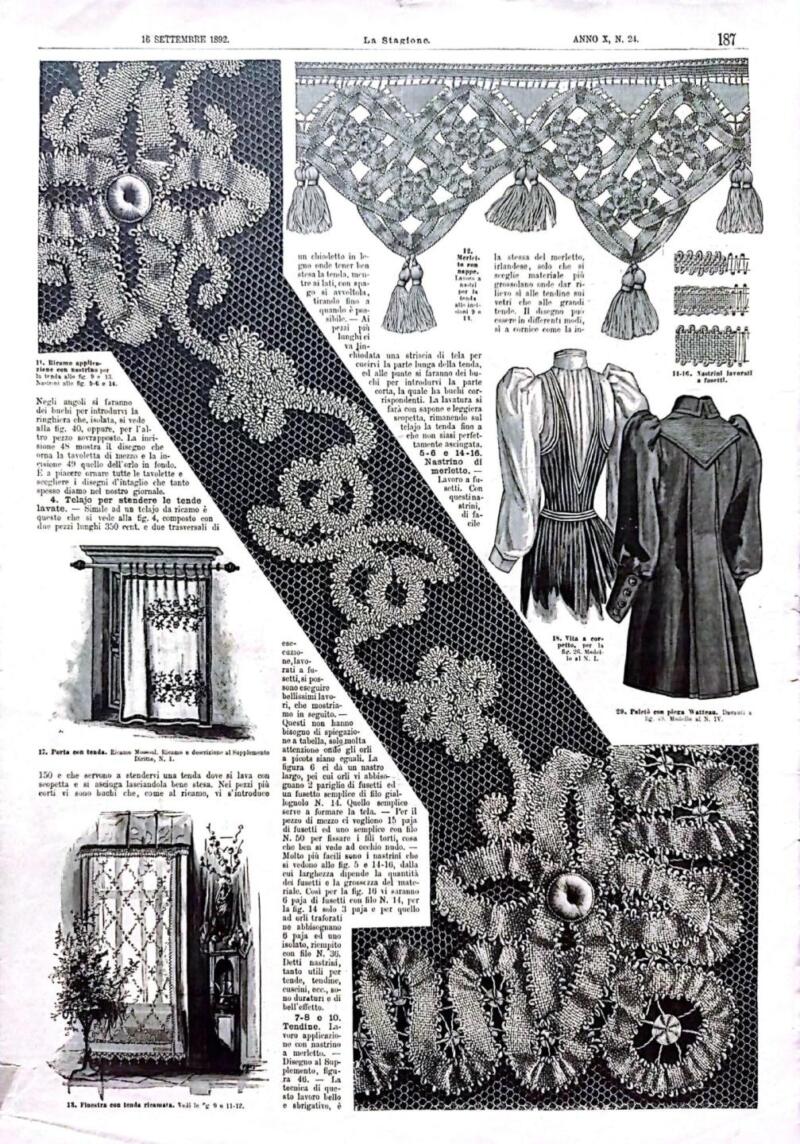 Rivista La Stagione Giornale delle Mode, n. 24 del 16 settembre 1892, Anno X