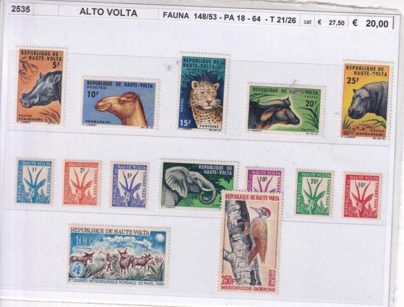 Francobolli Alto Volta, Varie emissioni Fauna (cat. n. 148-153, Pa n. 18, n. 64, Tx n. 21-26)