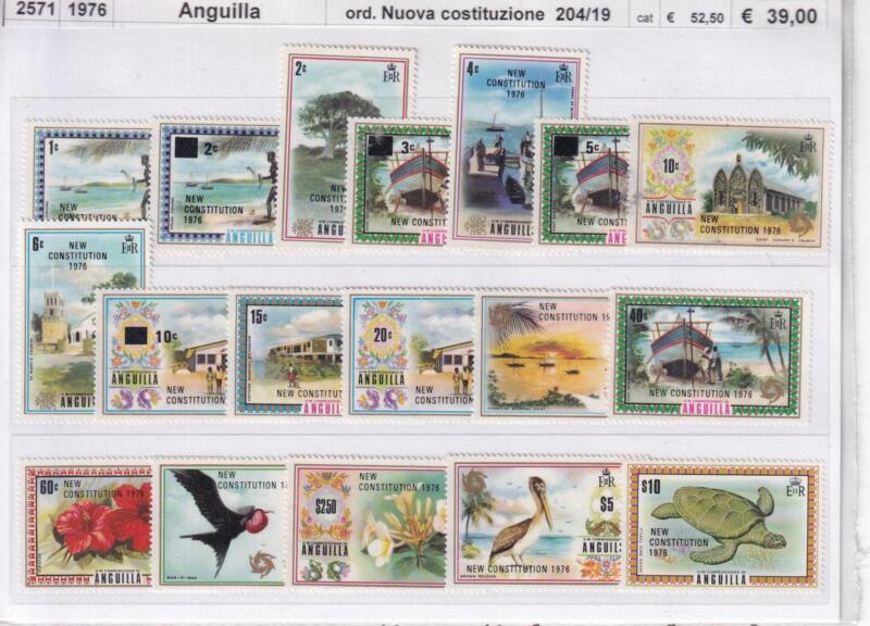 Francobolli Anguilla, Anno 1976, Serie ordinaria Nuova Costituzione (cat. n. 204-219)