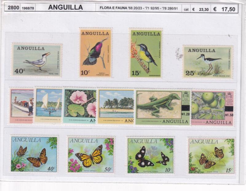 Francobolli Anguilla, Anni 1968, 1971, 1978, Serie Fauna e Flora (cat. n. 20-23, n. 92-95, n. 286-291)