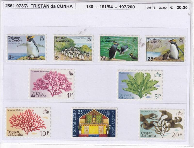 Francobolli Tristan da Cunha, Anni 1973, 1977, Varie emissioni (cat. n. 180, n. 191-194, n. 197-200)