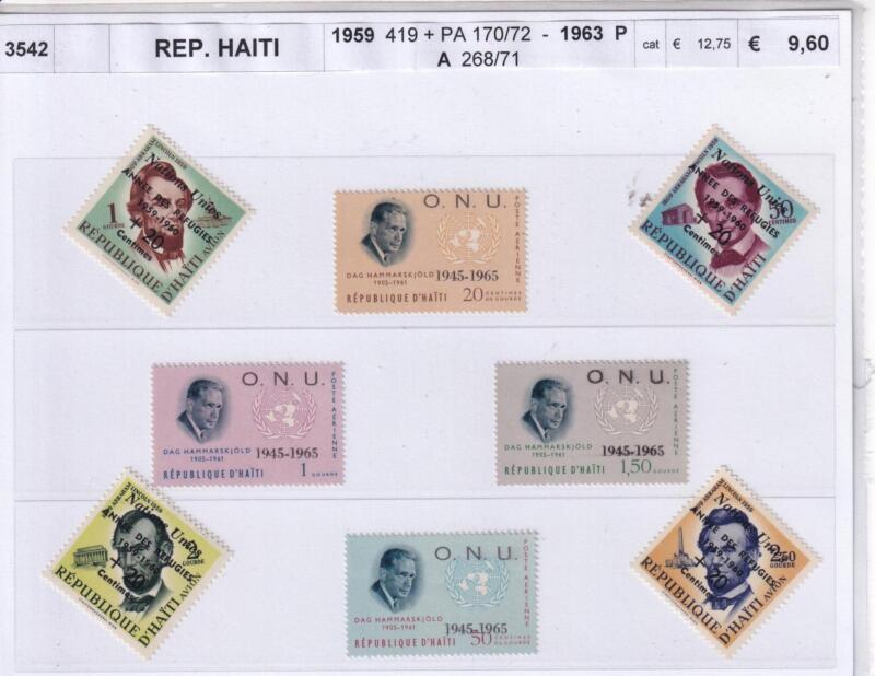Francobolli Haiti, Anni 1959 e 1963, Serie Lincoln e O.N.U. Hammarskjold (cat. n. 419 e Pa n. 170-172 e 268-271)