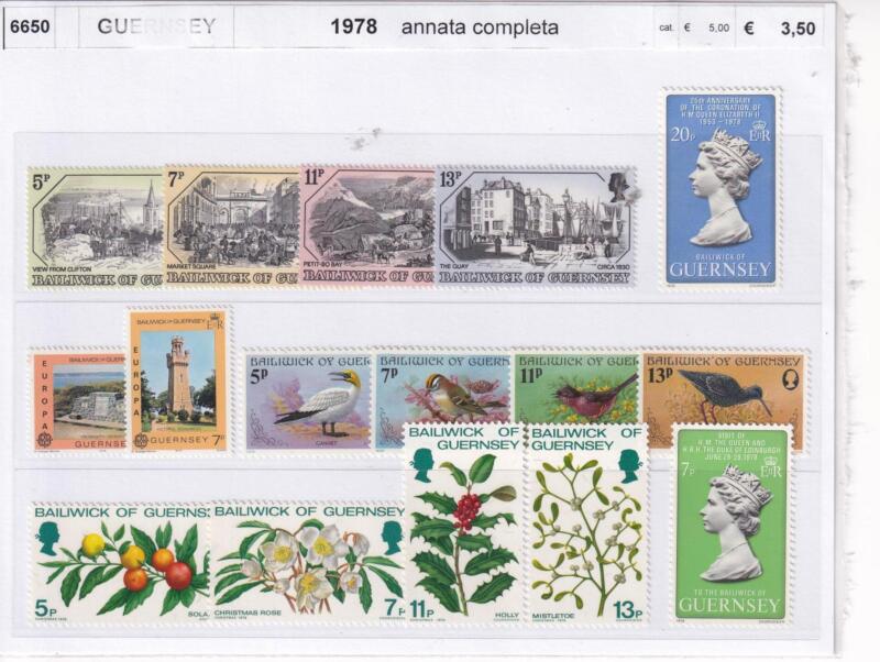 Francobolli Guernsey, Anno 1978, Annata completa (cat. da n. 152 a n. 167)