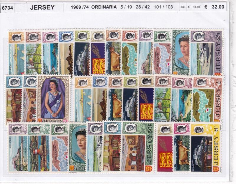 Francobolli Jersey, Anni 1969-1974, Serie ordinaria varie emissioni (cat. n. 5-19, n. 28-42, n. 101-103)