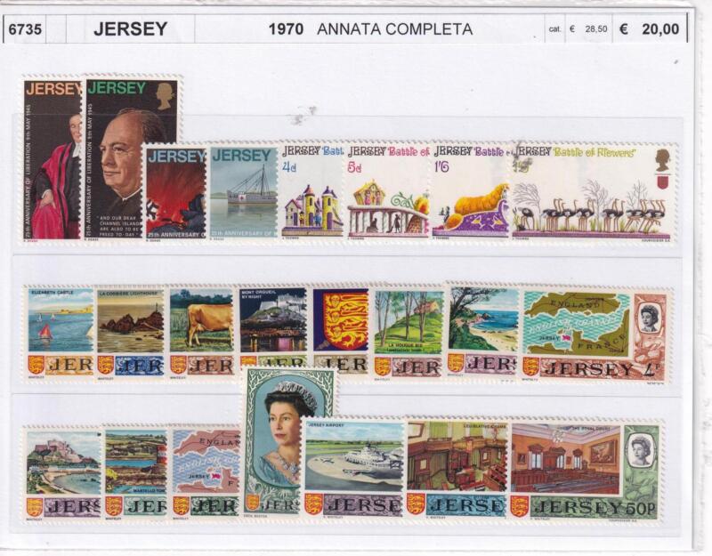 Francobolli Jersey, Anno 1970, Annata completa (cat. da n. 20 a n. 42)