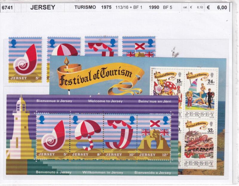 Francobolli e Foglietti Jersey, Anni 1975, 1990, Varie emissioni (cat. n. 113-116, BF n. 1, BF n. 5)