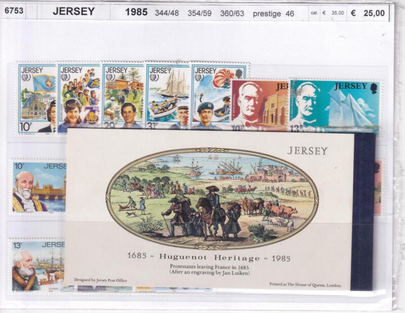 Francobolli e Libretto Jersey, Anno 1985, Varie emissioni (cat. n. 344-348, n. 354-359, n. 360-363, Lb n. 46)