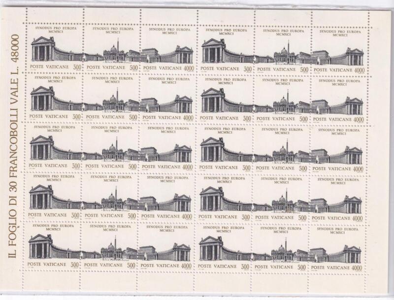 Minifoglio Vaticano, Anno 1991, Trittico Assemblea speciale per l’Europa del Sinodo dei Vescovi (cat. n. 921-923)