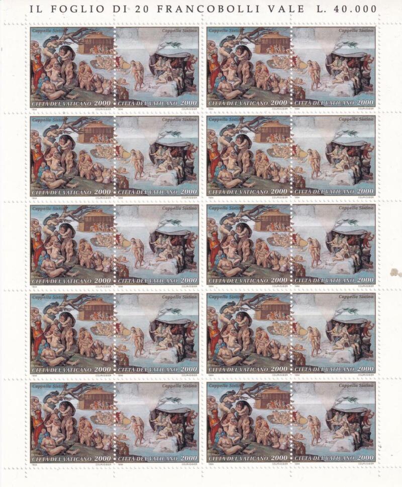 Minifogli Vaticano, Anno 1994, Serie completa Restauro della Cappella Sistina (MF n. 981-988)